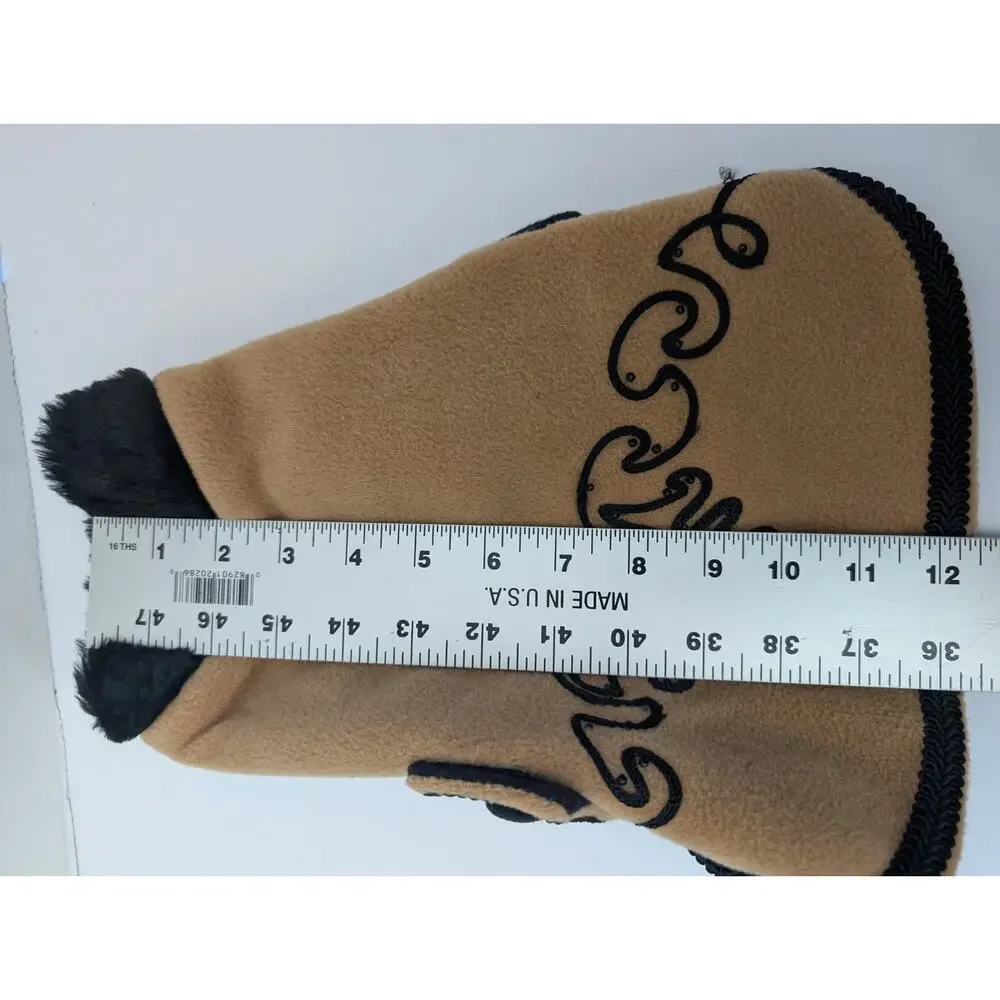 Tan And Black Austin Coterie Dog Coat Size 10 Faux Fur Collar Western Scroll
